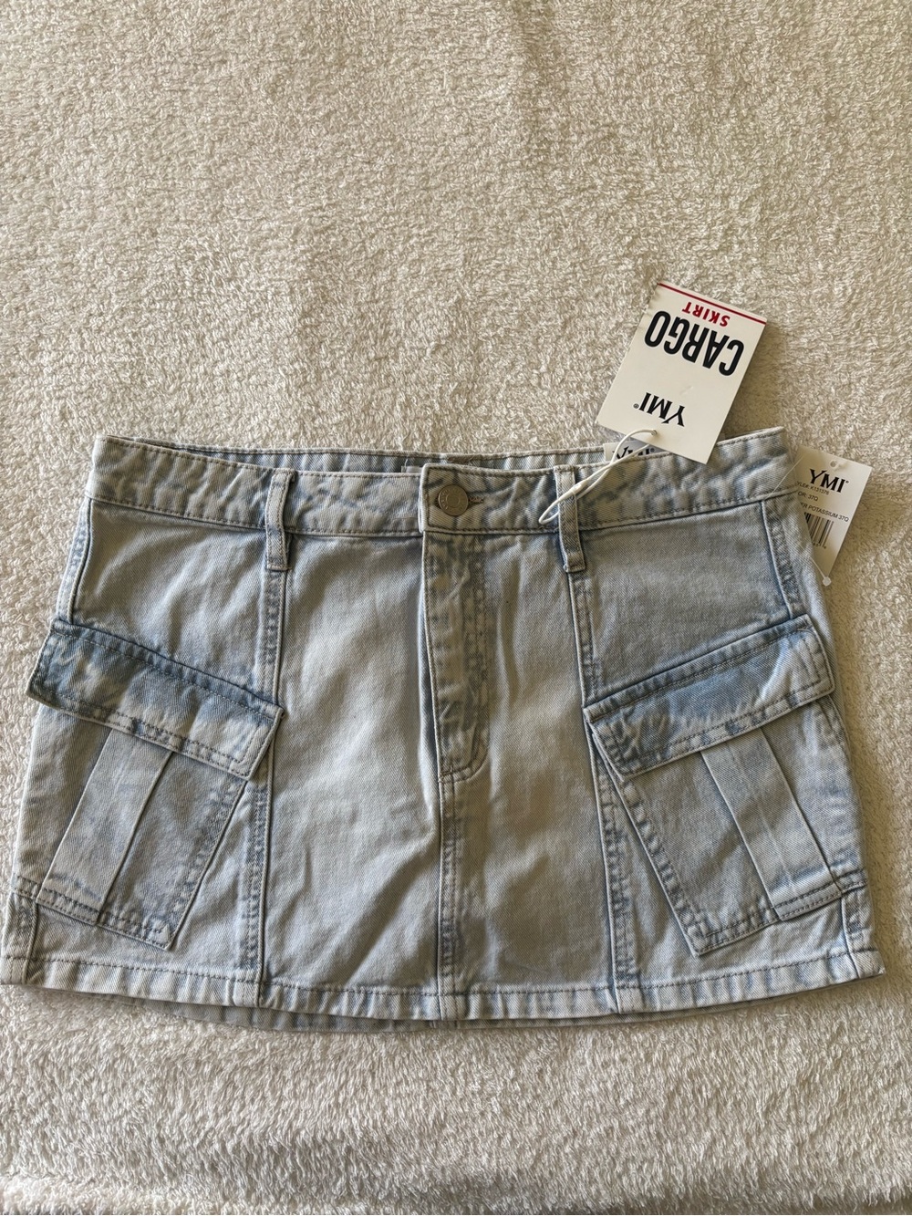 NWT YMI Light Blue Cargo Denim Mini Skirt